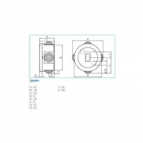 Steckdose Bocchiotti wasserdicht durchm 80° mit passatubi B04462 Steckdose Bocchiotti wasserdicht durchm 80° mit passatubi B04462