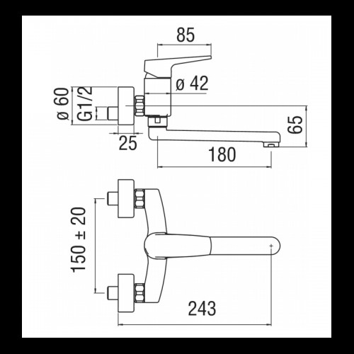 Nobili LIVING Waschtischbatterie für die Wandmontage NB84115 CR Nobili LIVING Waschtischbatterie für die Wandmontage NB84115 CR