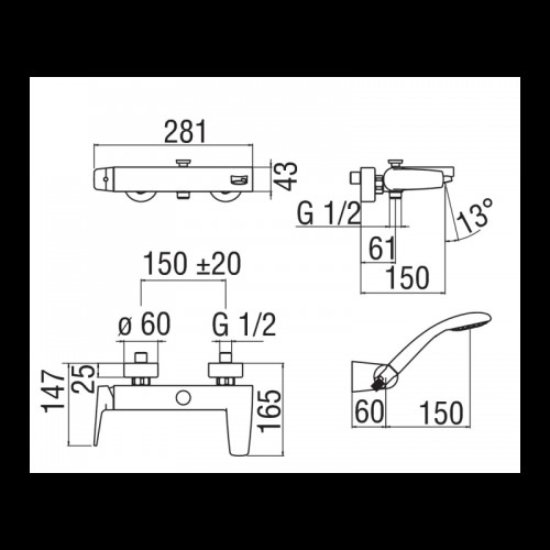 Nobili NOBI Wannenbatterie mit Handbrause Chrom NB84110CR Nobili NOBI Wannenbatterie mit Handbrause Chrom NB84110CR