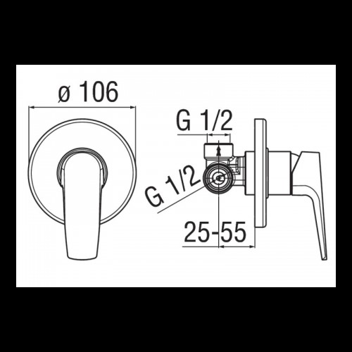 Nobili NOBI 1-Weg Einbau-Brausebatterie verchromt NB84108CR