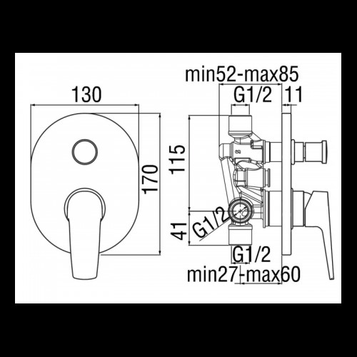 Nobili NOBI 2-Wege-Einbaubrausebatterie verchromt NB84100CR Nobili NOBI 2-Wege-Einbaubrausebatterie verchromt NB84100CR