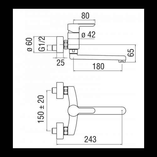Nobili Wandmischbatterie für Spülbecken Verchromt AB87115 CR Nobili Wandmischbatterie für Spülbecken Verchromt AB87115 CR