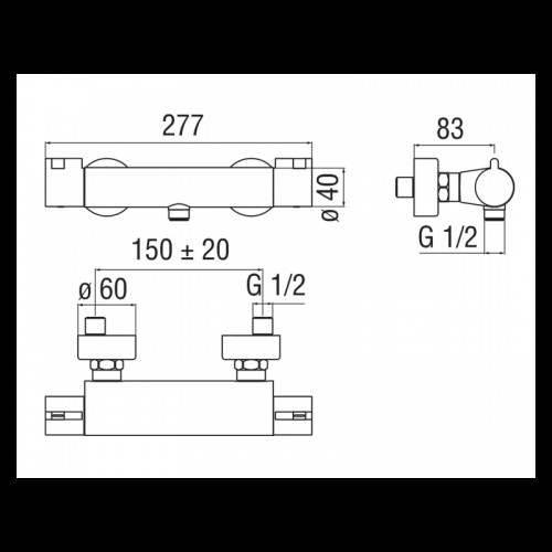 Nobili Thermostat-Brausebatterie für die Wandmontage Chrom AB87030CR