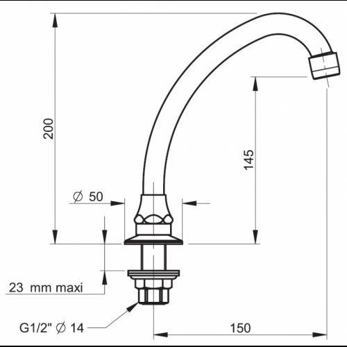 PRESTO Schwenkauslauf für Waschtischrand 15cm 70088