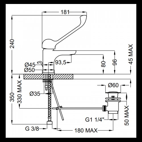 Waschtischmischer Teorema GOODLIFE mit klinischem Hebel 86303110X41 Waschtischmischer Teorema GOODLIFE mit klinischem Hebel 86303110X41