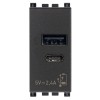 Netzgerät Vimar Arke USB A+C 5V 2,4A 1 Modul grau 19292.AC Netzgerät Vimar Arke USB A+C 5V 2,4A 1 Modul grau 19292.AC