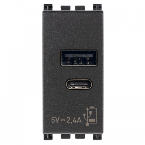 Netzgerät Vimar Arke USB A+C 5V 2,4A 1 Modul grau 19292.AC Netzgerät Vimar Arke USB A+C 5V 2,4A 1 Modul grau 19292.AC