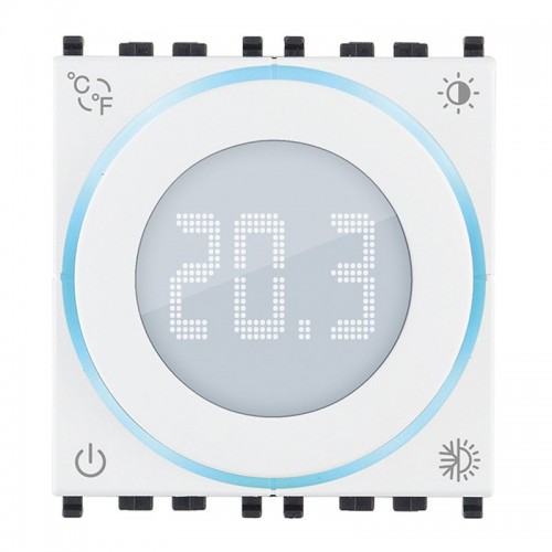 Vimar 2-Modul-Drehthermostat mit Bildschirm Farbe Weiß 02970.B Vimar 2-Modul-Drehthermostat mit Bildschirm Farbe Weiß 02970.B