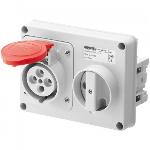 Gewiss Steckdose mit Verriegelung 3P+E 16A IP44 380V ohne Gehäuse GW66108 Gewiss Steckdose mit Verriegelung 3P+E 16A IP44 380V ohne Gehäuse GW66108