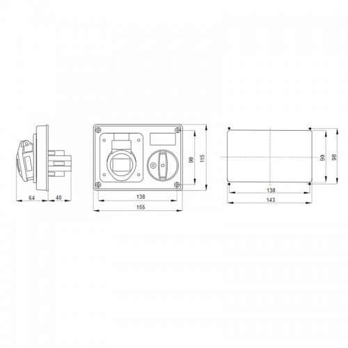 Gewiss verriegelte Steckdose 3P+N+E 32A IP44 380V ohne Gehäuse GW66120 Gewiss verriegelte Steckdose 3P+N+E 32A IP44 380V ohne Gehäuse GW66120