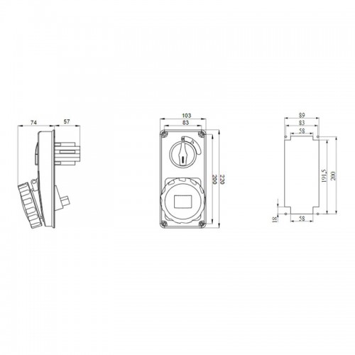 Gewiss vertikale Steckdose 2P+E 16A mit Verriegelung ohne Boden GW66304N Gewiss vertikale Steckdose 2P+E 16A mit Verriegelung ohne Boden GW66304N