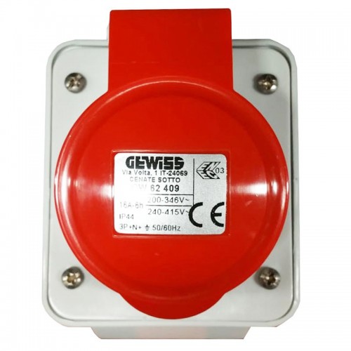 Gewiss feste Wandsteckdose 3P+N+E 16A IP44 rot 380V GW62409 Gewiss feste Wandsteckdose 3P+N+E 16A IP44 rot 380V GW62409