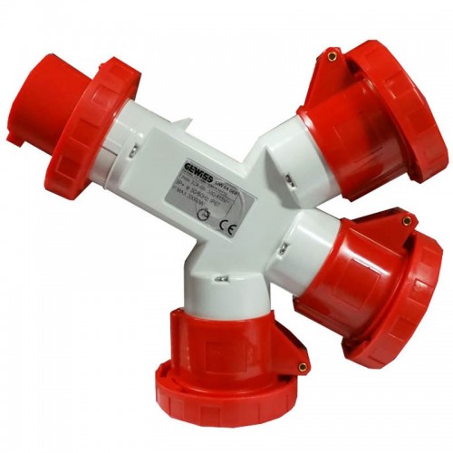 Gewiss Dreifachverteiler 3P+E 32A IP67 3 Steckdosen rot 400V GW64068 Gewiss Dreifachverteiler 3P+E 32A IP67 3 Steckdosen rot 400V GW64068
