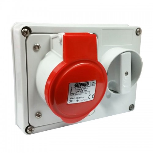 Gewiss verriegelte Steckdose 3P+E 32A IP44 380V ohne Gehäuse GW66119 Gewiss verriegelte Steckdose 3P+E 32A IP44 380V ohne Gehäuse GW66119