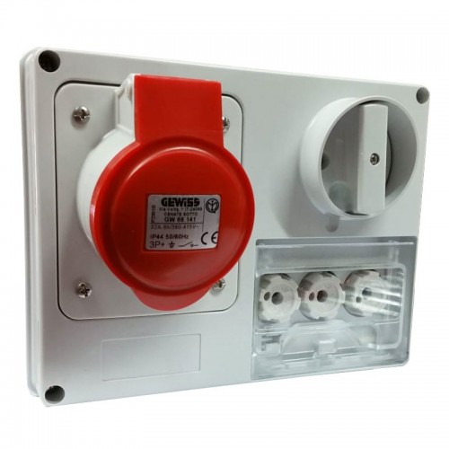 Gewiss verriegelte Steckdose 3P+E 32A IP44 380V ohne Gehäuse GW66141 Gewiss verriegelte Steckdose 3P+E 32A IP44 380V ohne Gehäuse GW66141