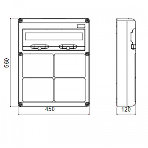 Gewiss 20-Modul-Schaltschrank mit 4 Flanschen für Industriesteckdosen GW68014N Gewiss 20-Modul-Schaltschrank mit 4 Flanschen für Industriesteckdosen GW68014N