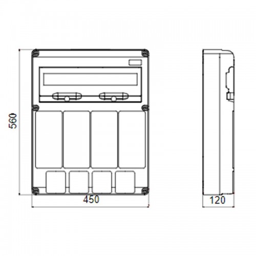 Gewiss 20-Modul-Schaltschrank mit 4+4 Flanschen für Industriesteckdosen GW68015N Gewiss 20-Modul-Schaltschrank mit 4+4 Flanschen für Industriesteckdosen GW68015N