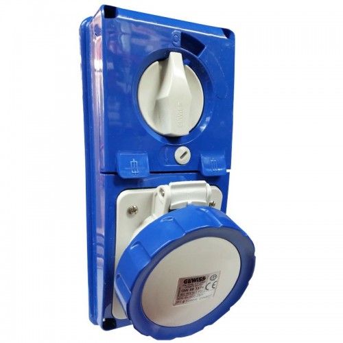 Gewiss vertikale verriegelte Steckdose 2P+E 32A IP67 GW66337N Gewiss vertikale verriegelte Steckdose 2P+E 32A IP67 GW66337N