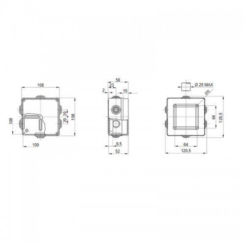 Gewiss Abzweigdose mit Gummidichtungen IP55 100x100x50 GW44024 Gewiss Abzweigdose mit Gummidichtungen IP55 100x100x50 GW44024