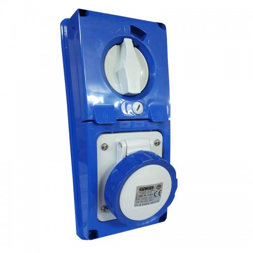 Gewiss vertikale Steckdose 2P+E 16A IP67 mit Verriegelung GW66326N Gewiss vertikale Steckdose 2P+E 16A IP67 mit Verriegelung GW66326N