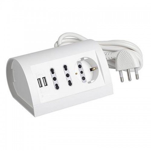 Bticino Tischsteckdosenleiste 10/16A Lichtschalter und USB-Buchse weiß S3711DU Bticino Tischsteckdosenleiste 10/16A Lichtschalter und USB-Buchse weiß S3711DU