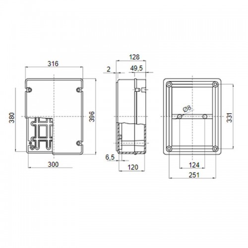Gewiss Außen-Glattwanddose IP56 380x300x120 GW44210 Gewiss Außen-Glattwanddose IP56 380x300x120 GW44210