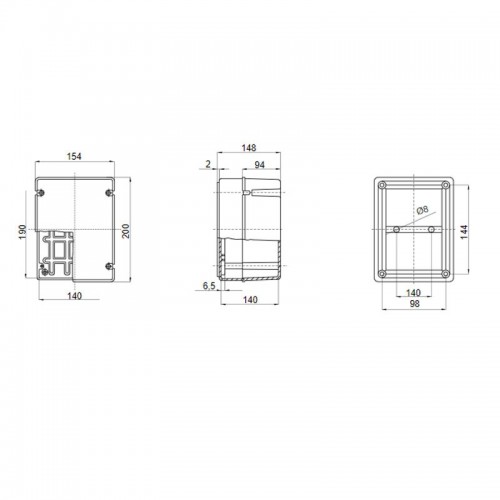 Gewiss Außenbox mit hohem Deckel IP56 190x140x140 GW44417 Gewiss Außenbox mit hohem Deckel IP56 190x140x140 GW44417