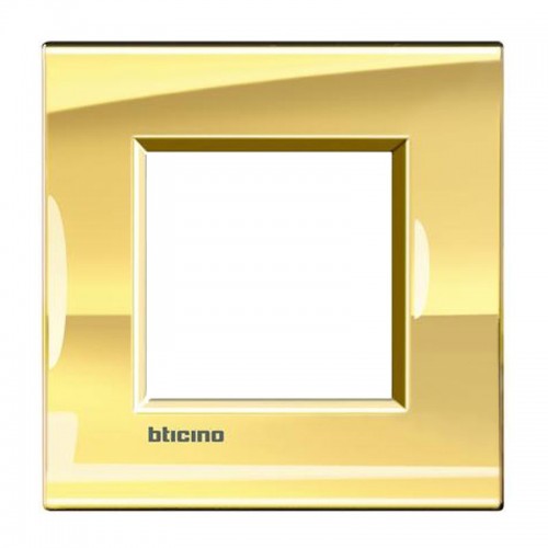 Bticino Livinglight Quadra Abdeckrahmen 2 Module gelbfarbig LNA4802OA Bticino Livinglight Quadra Abdeckrahmen 2 Module gelbfarbig LNA4802OA