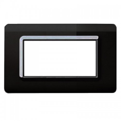 Ave Sistema 44 Abdeckrahmen Technopolymer absolut schwarz verchromt 4 Module 44PY04NAL Ave Sistema 44 Abdeckrahmen Technopolymer absolut schwarz verchromt 4 Module 44PY04NAL