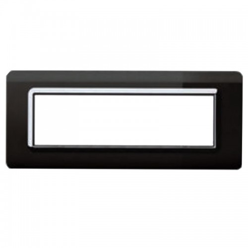 Ave Technopolymer Abdeckrahmen Sistema 44 schwarz absolut verchromt 7 Module 44PY07NAL Ave Technopolymer Abdeckrahmen Sistema 44 schwarz absolut verchromt 7 Module 44PY07NAL