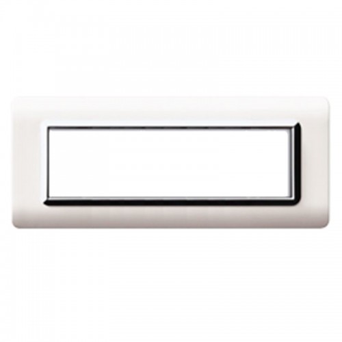 Ave Technopolymer Abdeckrahmen Sistema 44 weiß verchromt 7 Module 44PY07BLC Ave Technopolymer Abdeckrahmen Sistema 44 weiß verchromt 7 Module 44PY07BLC