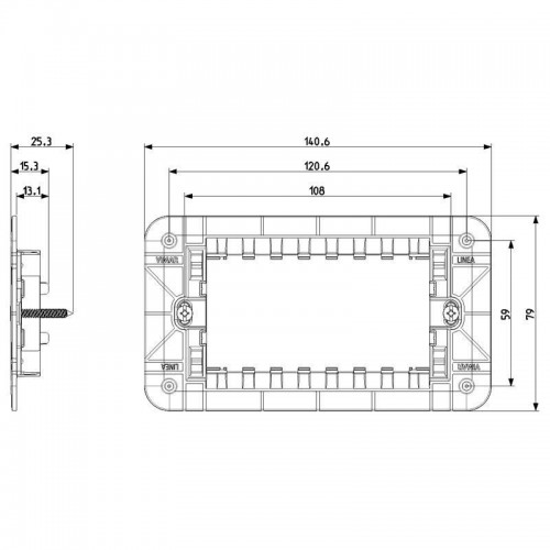 Vimar Linea Rahmen 4 Module mit Schrauben 30614 Vimar Linea Rahmen 4 Module mit Schrauben 30614