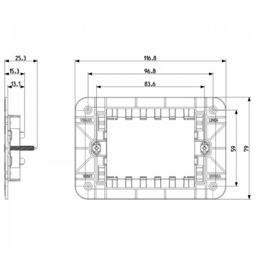 Vimar Linea Rahmen 3 Module mit Schrauben 30613 Vimar Linea Rahmen 3 Module mit Schrauben 30613