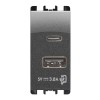 Urmet Simon Nea USB Steckdose mit 2 USB-Frontausgängen 5V 3A aluminiumgrau 10331AC Urmet Simon Nea USB Steckdose mit 2 USB-Frontausgängen 5V 3A aluminiumgrau 10331AC