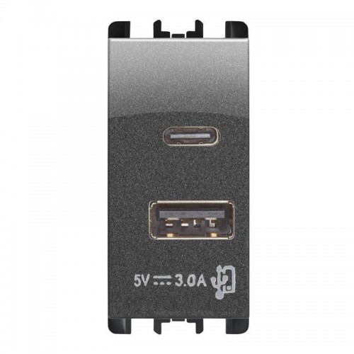 Urmet Simon Nea USB Steckdose mit 2 USB-Frontausgängen 5V 3A aluminiumgrau 10331AC Urmet Simon Nea USB Steckdose mit 2 USB-Frontausgängen 5V 3A aluminiumgrau 10331AC