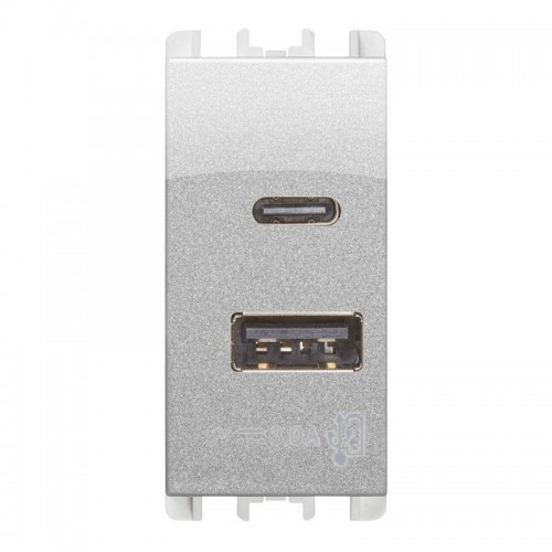 Urmet Simon Nea USB Steckdose mit 2 USB-Frontausgängen 5V 3A aluminiumgrau 10331AL Urmet Simon Nea USB Steckdose mit 2 USB-Frontausgängen 5V 3A aluminiumgrau 10331AL