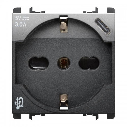 Urmet Simon Nea 250V Schuko-Steckdose P40 mit USB 5V 3A Dark Steel 10312/2AC Urmet Simon Nea 250V Schuko-Steckdose P40 mit USB 5V 3A Dark Steel 10312/2AC