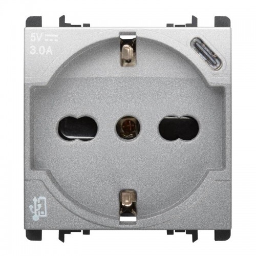 Urmet Simon Nea 250V Schuko-Steckdose P40 mit USB 5V 3A aluminiumgrau 10312/2AL Urmet Simon Nea 250V Schuko-Steckdose P40 mit USB 5V 3A aluminiumgrau 10312/2AL