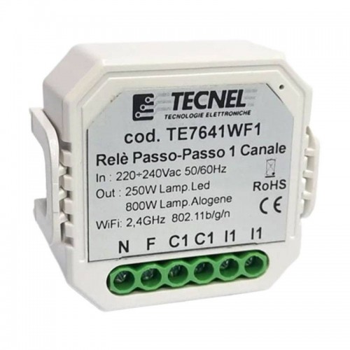 Tecnel Push und WLAN Stufenrelais 1 Kanal 10A 230V TE7641WF Tecnel Push und WLAN Stufenrelais 1 Kanal 10A 230V TE7641WF