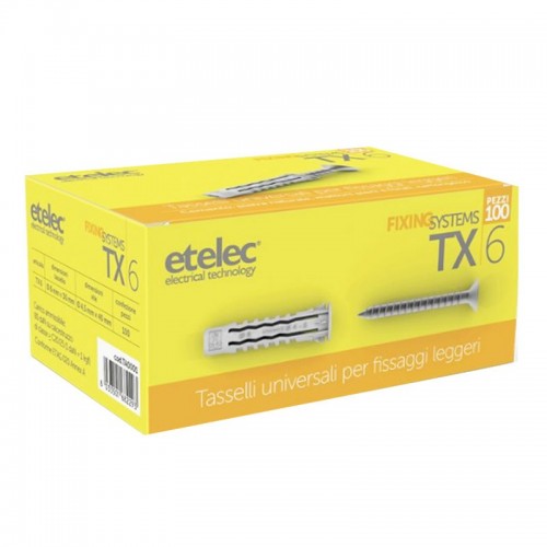 Etelec Nylondübel mit Schrauben 6X30mm 100 Stück TA0001 Etelec Nylondübel mit Schrauben 6X30mm 100 Stück TA0001