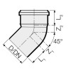 Valsir Abflussrohr Bogen PP Polypropylen 45° D75mm VS0504041 Valsir Abflussrohr Bogen PP Polypropylen 45° D75mm VS0504041