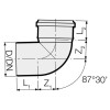 Valsir PP Polypropylen Steckbarer Bogen 87° 30' D110mm VS0504059 Valsir PP Polypropylen Steckbarer Bogen 87° 30' D110mm VS0504059