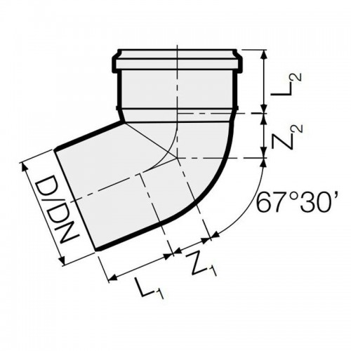 Valsir PP Polypropylen Steckbarer Bogen 67° 30' D75mm VS0504043 Valsir PP Polypropylen Steckbarer Bogen 67° 30' D75mm VS0504043