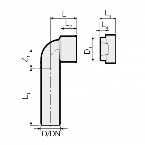 Valsir Verlängerter Bogen mit PP-Endkappe PP3 D40/46mm VS0520104 Valsir Verlängerter Bogen mit PP-Endkappe PP3 D40/46mm VS0520104
