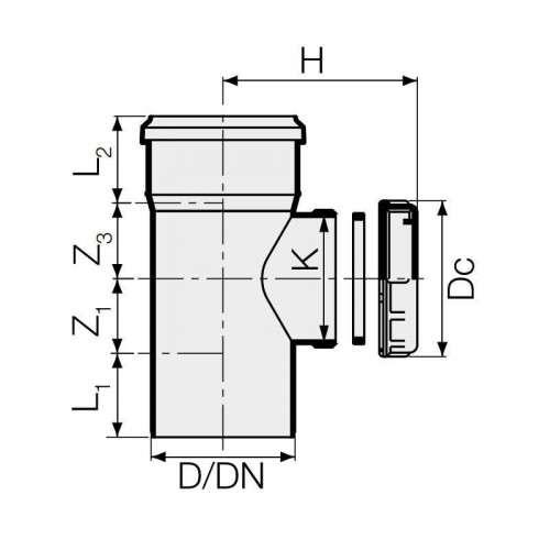 Valsir PP Steckbares Reinigungsrohr mit Endkappe PP3 D50mm VS0516003 Valsir PP Steckbares Reinigungsrohr mit Endkappe PP3 D50mm VS0516003
