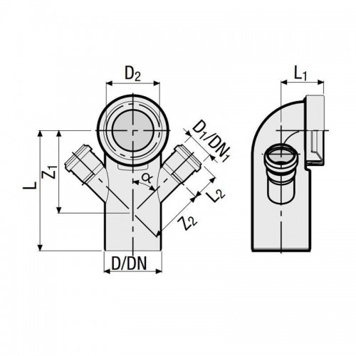 Valsir 45 Grad WC-Bogen PP-Doppelmuffe PP3 D110/40mm L230mm VS0542001 Valsir 45 Grad WC-Bogen PP-Doppelmuffe PP3 D110/40mm L230mm VS0542001