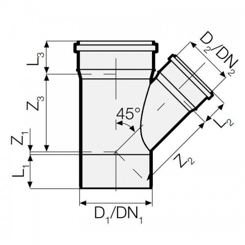 Reduzierter Abwasseranschluss 45 Grad PP Valsir PP3 D90/40mm VS0599071 Reduzierter Abwasseranschluss 45 Grad PP Valsir PP3 D90/40mm VS0599071