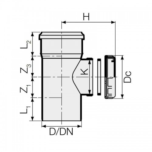 PP Steckbares Reinigungsrohr mit Valsir PP3 Endkappe D90mm VS0599151 PP Steckbares Reinigungsrohr mit Valsir PP3 Endkappe D90mm VS0599151