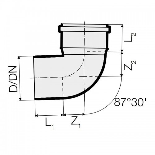 Valsir Bogen 87 Grad 30' in PP Triplus D 40 mm VS0650419 Valsir Bogen 87 Grad 30' in PP Triplus D 40 mm VS0650419