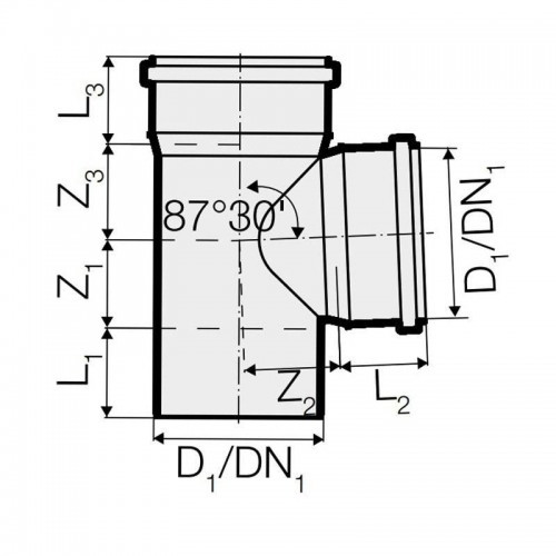 Abwasseranschluss 87 Grad 30' PP Valsir Triplus steckbar D 40 mm VS0650511 Abwasseranschluss 87 Grad 30' PP Valsir Triplus steckbar D 40 mm VS0650511